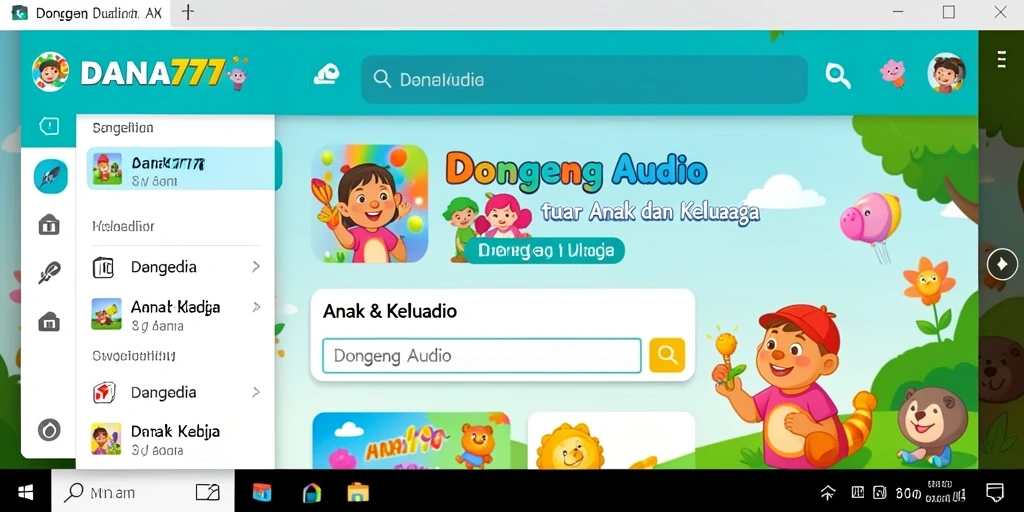 Antarmuka <strong>DANA777</strong> yang menarik dan mudah digunakan untuk mendengarkan dongeng.