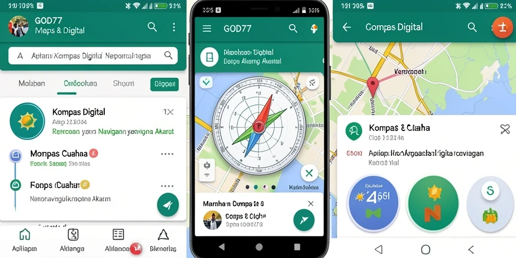 Tampilan antarmuka aplikasi Kompas Digital GOD77 yang modern dan intuitif.