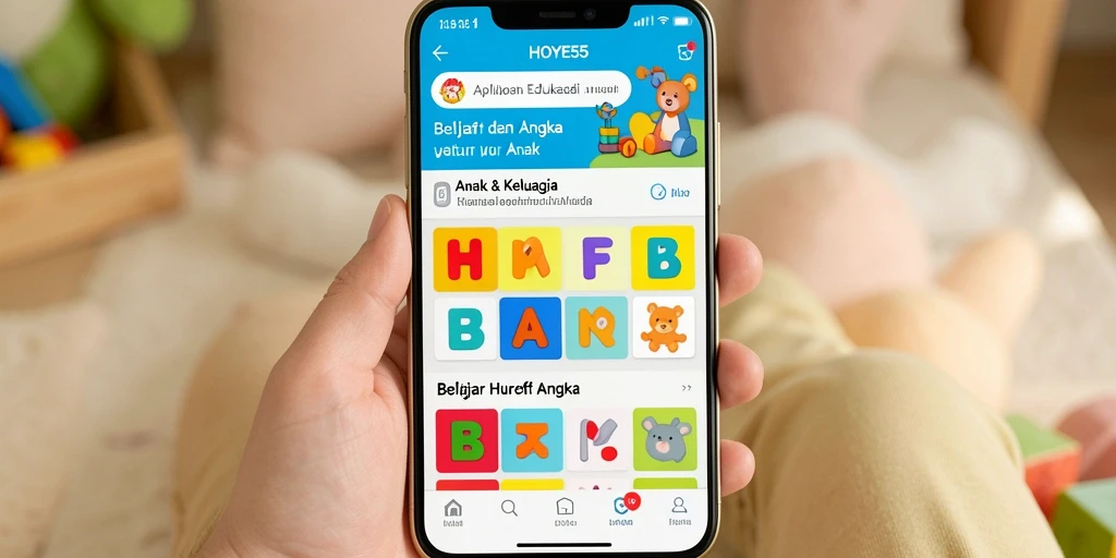 Tampilan antarmuka HOYE55 yang interaktif dan menarik untuk pembelajaran anak.