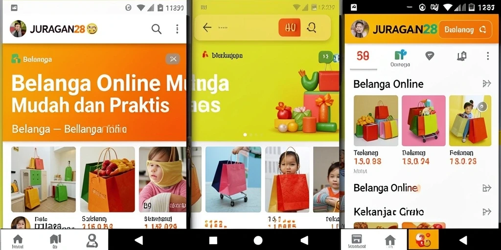 Tampilan antarmuka JURAGAN28 dengan kategori produk beragam.