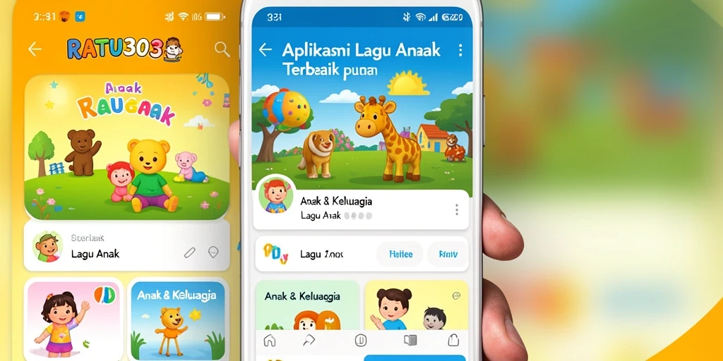 Tampilan antarmuka aplikasi RATU303 untuk lagu anak.