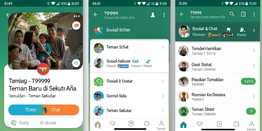 Screenshot T9999 menampilkan antarmuka pencarian teman yang intuitif.