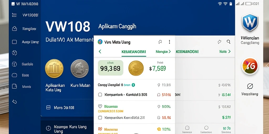 Tampilan antarmuka VW108 yang modern dan informatif untuk kurs mata uang.